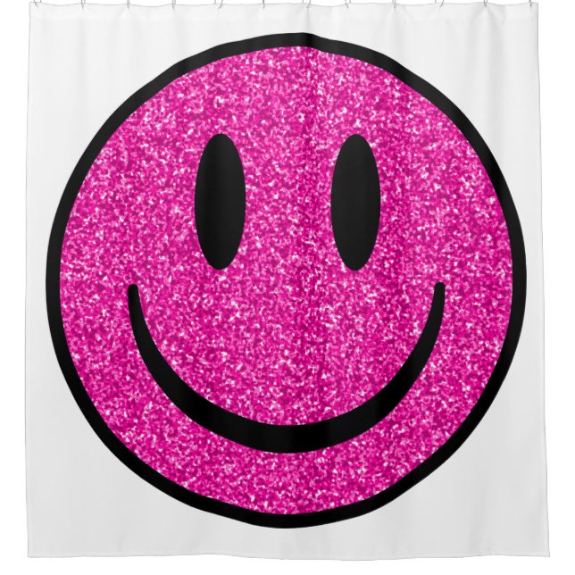 Pink Glitzer Smile Face Duschvorhang (Vorderseite)