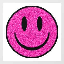 Pink Glitzer Smile Face Fensteraufkleber