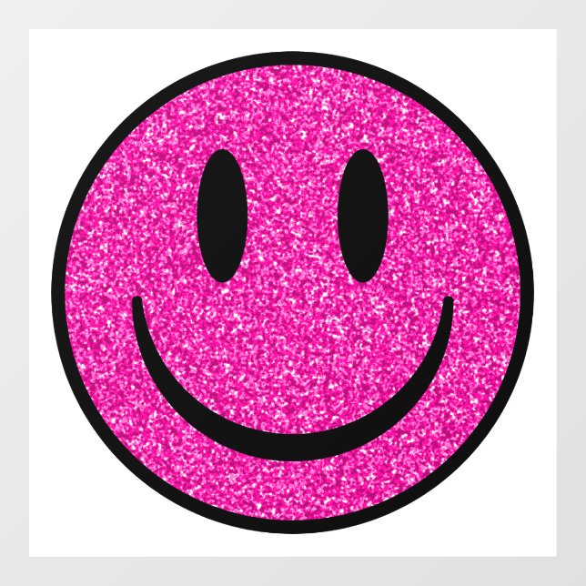 Pink Glitzer Smile Face Fensteraufkleber (Blatt)