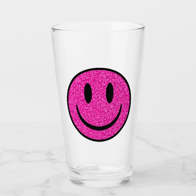 Pink Glitzer Smile Face Glas (Vorderseite)