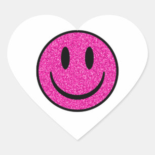 Pink Glitzer Smile Face Herz-Aufkleber