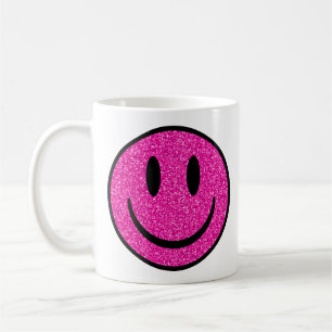 Pink Glitzer Smile Face Kaffeetasse