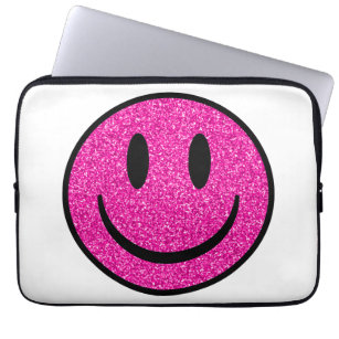 Pink Glitzer Smile Face Laptopschutzhülle