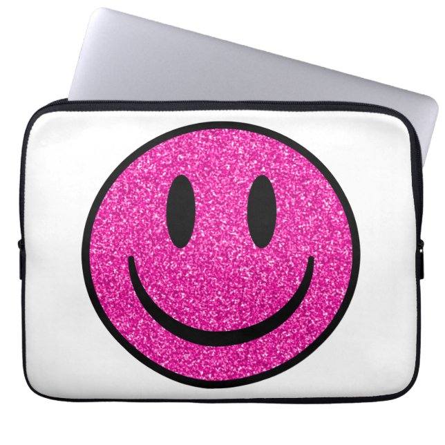 Pink Glitzer Smile Face Laptopschutzhülle (Vorderseite)