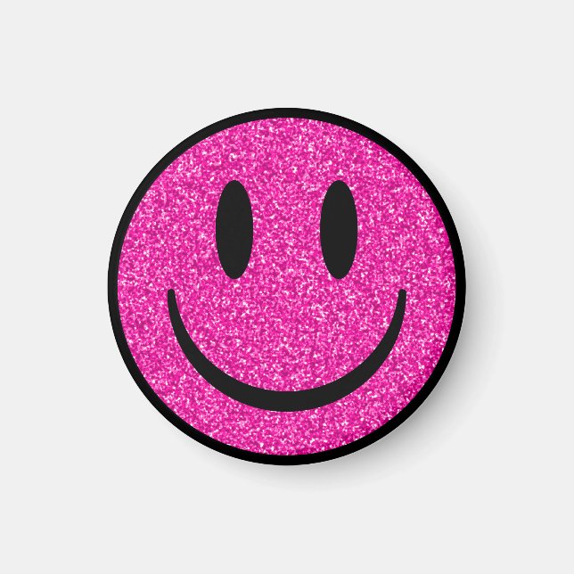 Pink Glitzer Smile Face Magnet (Vorne)