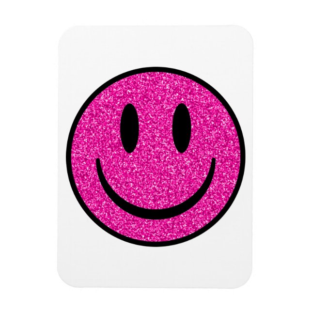 Pink Glitzer Smile Face Magnet (Vertikal)