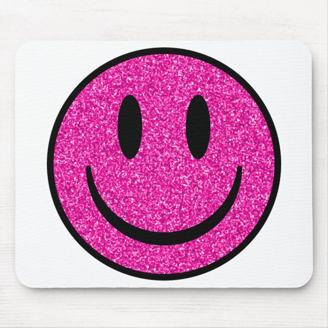 Pink Glitzer Smile Face Mousepad (Vorne)