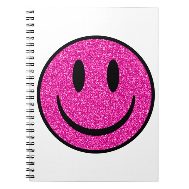 Pink Glitzer Smile Face Notizblock (Vorderseite)