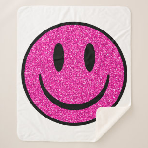 Pink Glitzer Smile Face Sherpadecke