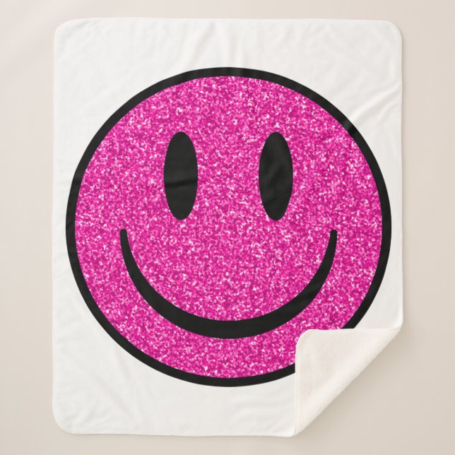 Pink Glitzer Smile Face Sherpadecke (Vorderseite)