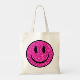 Pink Glitzer Smile Face Tragetasche
