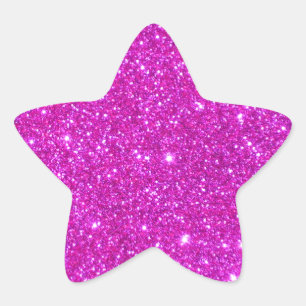 Pink-Glitzer-Sparkle-Design Stern-Aufkleber