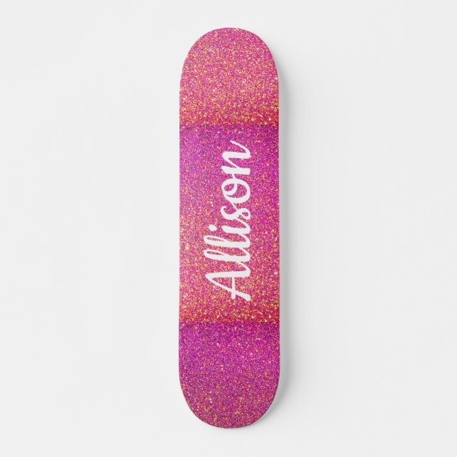 Pink Glitzer Sparkle Girly individuell auf Sie zug Skateboard (Vorne)