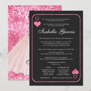 Pink-Glitzer-Spielkarte Las Vegas Quinceañera Einladung