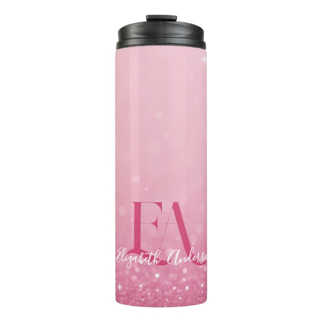 Pink Glitzer Thermal Tumbler mit benutzerdefiniert Thermosbecher (Vorderseite)
