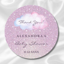 Pink Glitzer Trendy Cloud Baby Dusche Vielen Dank
