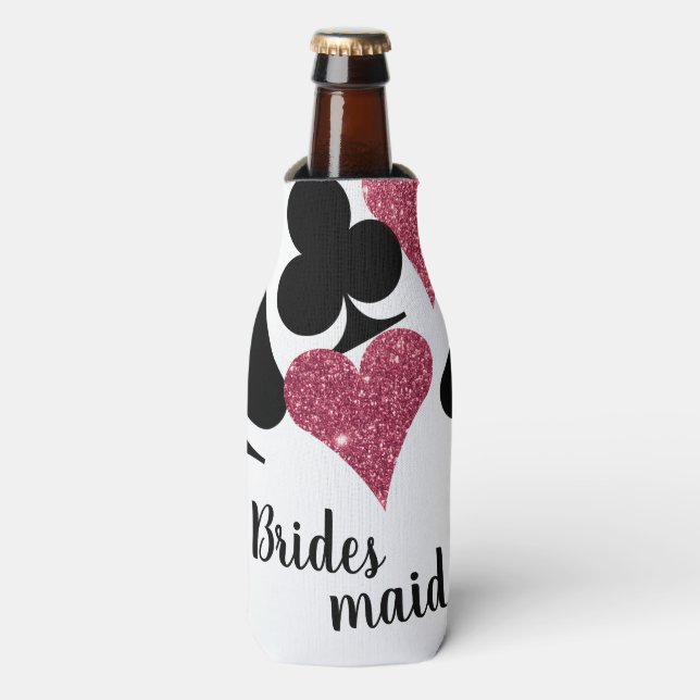 Pink Glitzer Vegas Bridesmaid Flasche Cooler Flaschenkühler (Flaschenvorderseite)