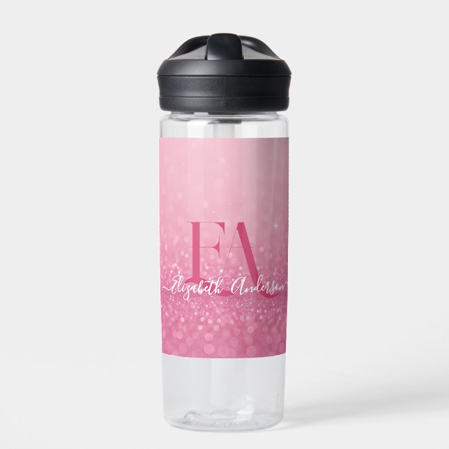 Pink Glitzer Wasserflasche mit benutzerdefinierten Trinkflasche (Vorderseite)