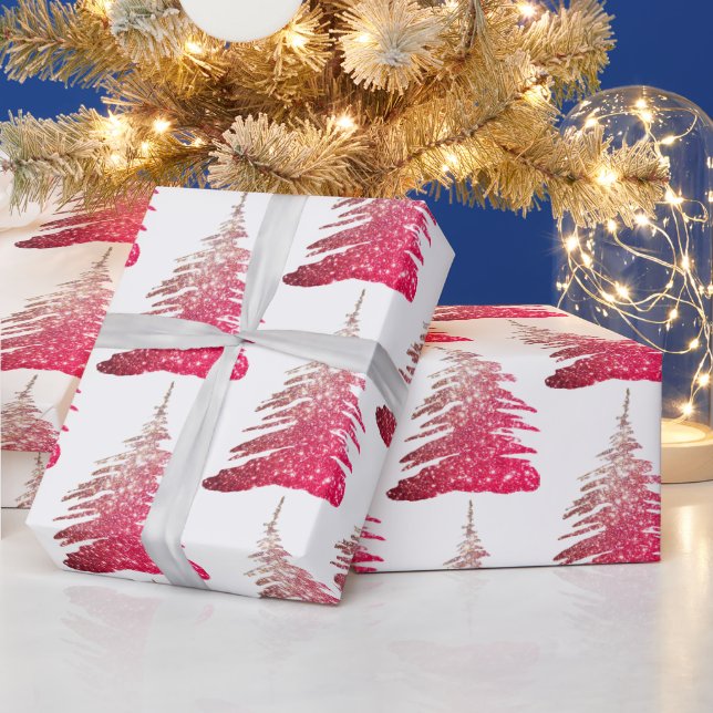 Pink Glitzer Weihnachtsbaum Wrapping Paper Geschenkpapier (Feiertage)