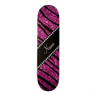 Pink Glitzer zebra streifen Skateboard