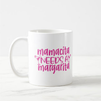 Pink Glitzern Mamacita braucht Margarita Zitat Kaffeetasse