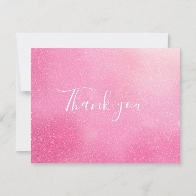 Pink Glitzern Shimmer Skriptgeschäft Dankeskarte (Vorderseite)