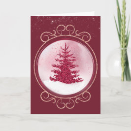 Pink Glitzern Snow Globe Weihnachtskarte Karte