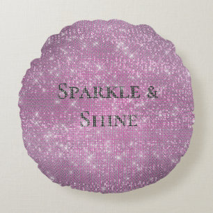 Pink Glitzy Chic Glam Sparkle Rundes Kissen