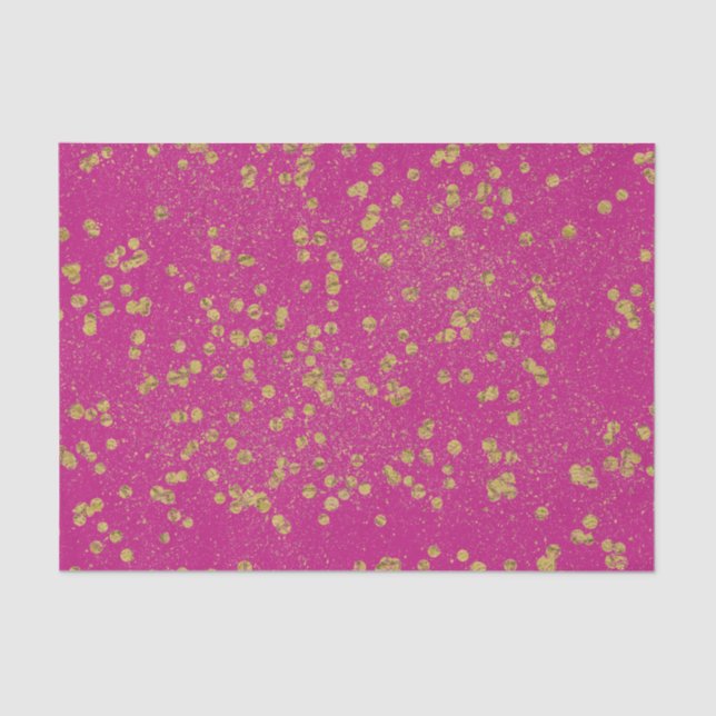 Pink Glitzy Gold Sparkle Confetti Dots Seidenpapier (Vorderseite)