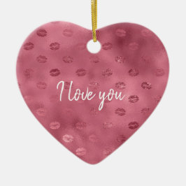 Pink Glitzy Lips Keramik Ornament