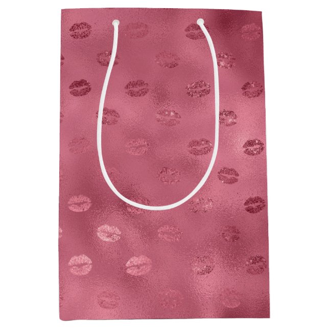 Pink Glitzy Lips Mittlere Geschenktüte (Vorderseite)