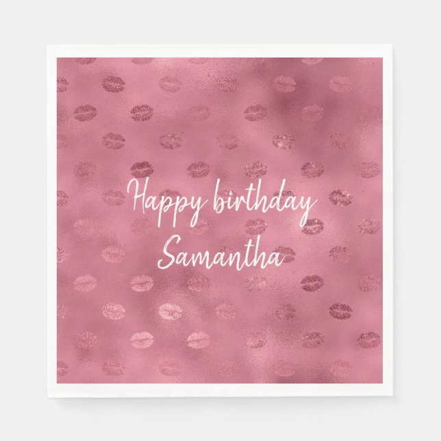 Pink Glitzy Lips Serviette (Vorderseite)