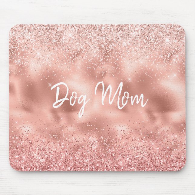 Pink Glitzy Sparkle Glitzer Dog Mama Mousepad (Vorne)
