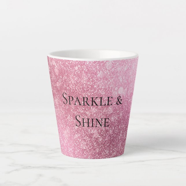 Pink Glitzy Sparkle Personalisiert Milchtasse (Vorderseite)