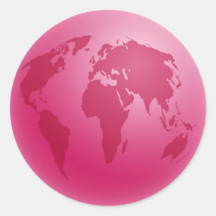 Pink Globe Runder Aufkleber