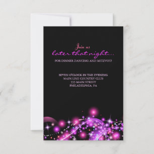 PINK GLOWING STARS Bat Mitzvah Party Card Einladung