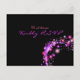 PINK GLOWING STARS Bat Mitzvah Reply Card RSVP Karte