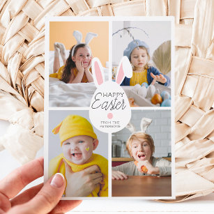 Pink glücklich Ostersonnige Ohren Eier 4 Fotos Col Feiertagskarte