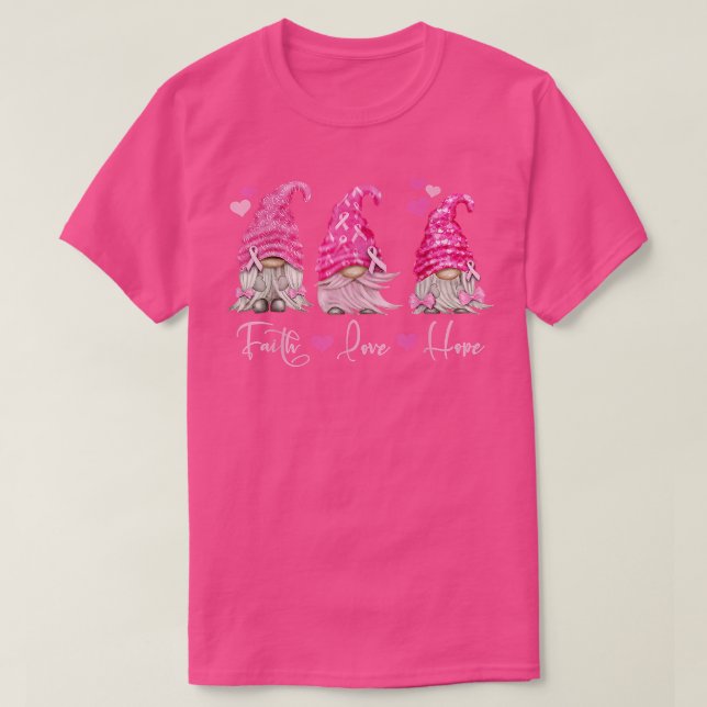 Pink Gnome Brustkrebs Bewusstsein 2424 T-Shirt (Design vorne)