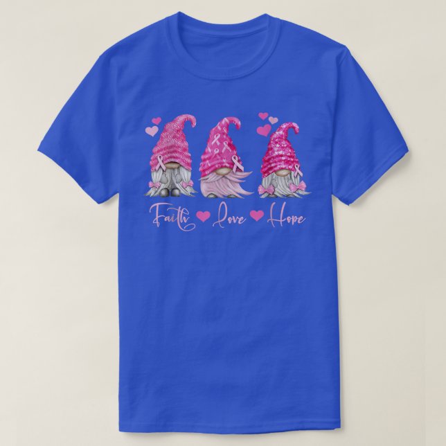 Pink Gnome Brustkrebs Bewusstsein T-Shirt (Design vorne)