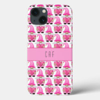 Pink Gnomes Hearts Monogram Woodland Niedlich