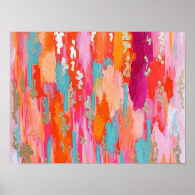 Pink Gold Abstract Preppy Dorm Decor Poster (Vorne)