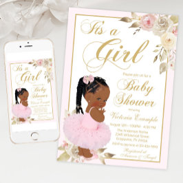 Pink Gold African Princess Tutu Baby Dusche Einladung