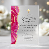 Pink Gold Agate First Holy Communion Girl