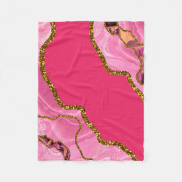 Pink & Gold Agate Geode Glitzer Fleecedecke