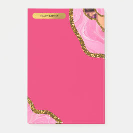 Pink & Gold Agate Geode Glitzer Post-it Klebezettel
