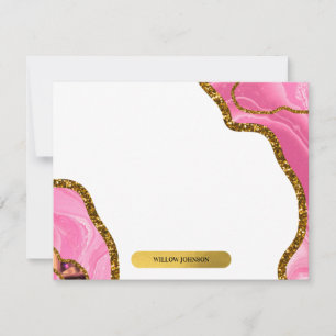 Pink & Gold Agate Geode Glitzer Stationery Mitteilungskarte
