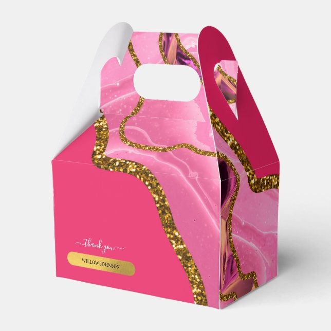 Pink & Gold Agate Geode Glitzer Vielen Dank Geschenkschachtel (Vorderseite)