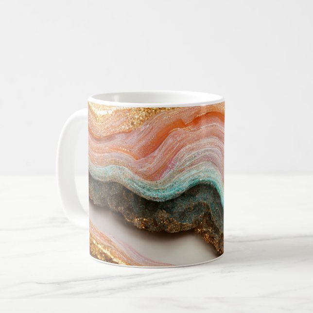 Pink Gold Agate Geode Stone Kaffeetasse (Vorderseite Links)