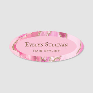 Pink Gold Agate Name Tag Namensschild